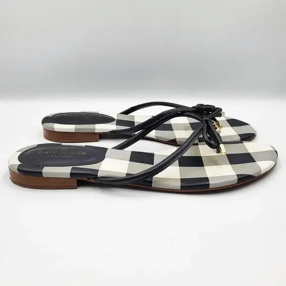 Kate Spade New York Mistic Bow Black & White Checkered Sandals Women's Size 10 - Picture 3 of 10